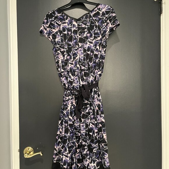 Simply Vera Wang Stretchy Dress Black & Purple Geometric Pattern Size Small - Picture 5 of 8